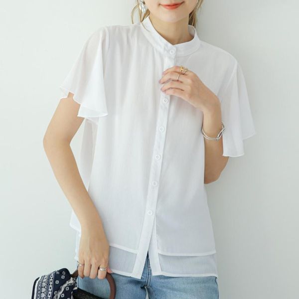 women's blouses & shirts 2021 summer loose all-match stand-up collar solid color lotus sleeve chiffon blouse japanese style fashion cas, White
women's blouses & shirts 2021 summer loose all-match stand-up collar solid color lotus sleeve chiffon blouse japanese style fashion cas, White
