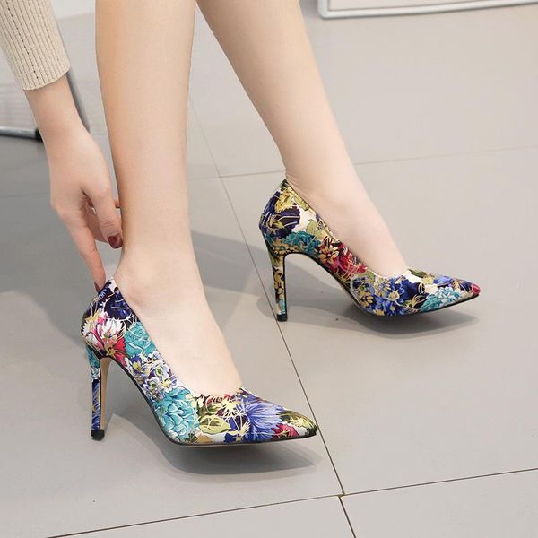 dress shoes women pumps pointed toe stiletto ladies spring print flowers high heels 10cm nightclub party wedding, Black
dress shoes women pumps pointed toe stiletto ladies spring print flowers high heels 10cm nightclub party wedding, Black