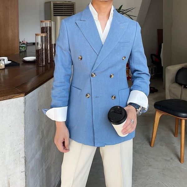 men's suits & blazers italy blazer men party dinner social british style trend brand fashion 4 color summer linen masculino slim suit j, White;black
men's suits & blazers italy blazer men party dinner social british style trend brand fashion 4 color summer linen masculino slim suit j, White;black