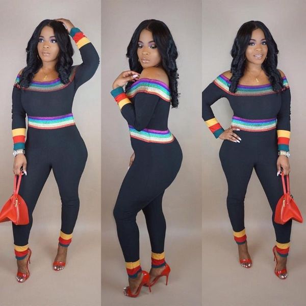 women's jumpsuits & rompers summer 2021, stylish rainbow stripe, off-the-shoulder, long-sleeve, jumpsuit, Black;white
women's jumpsuits & rompers summer 2021, stylish rainbow stripe, off-the-shoulder, long-sleeve, jumpsuit, Black;white