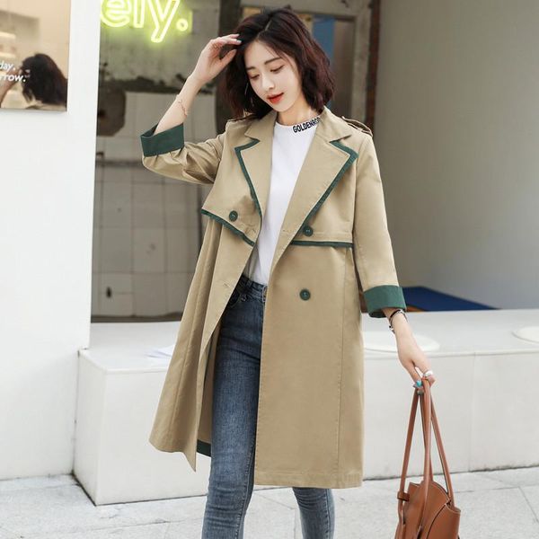 women's trench coats windbreaker mid-length 2021 korean style loose fashion casual office temperament british female jacket a197, Tan;black
women's trench coats windbreaker mid-length 2021 korean style loose fashion casual office temperament british female jacket a197, Tan;black