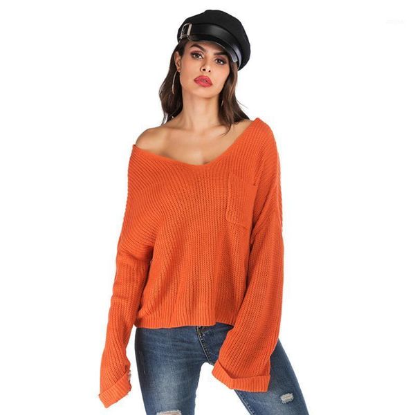 women's sweaters 2021 autumn style with solid v-neck knitted trumpet long sleeve bottomed sweater for women fashion, White;black
women's sweaters 2021 autumn style with solid v-neck knitted trumpet long sleeve bottomed sweater for women fashion, White;black