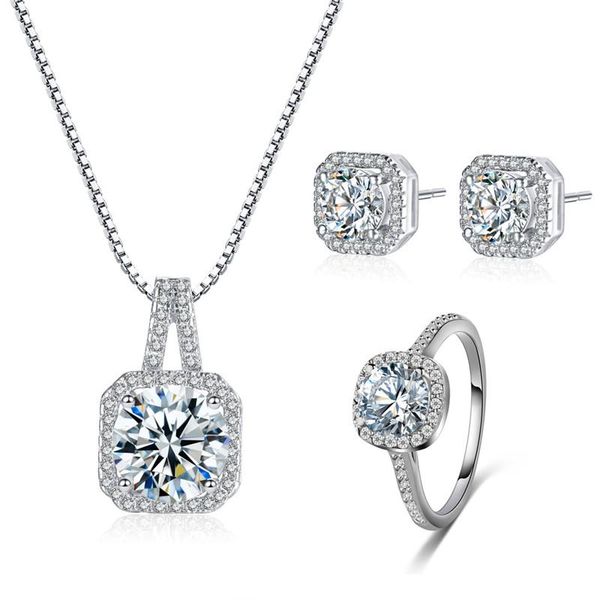 earrings & necklace dainty female white zircon jewelry set cute silver color stud for women charm square wedding chain ring
earrings & necklace dainty female white zircon jewelry set cute silver color stud for women charm square wedding chain ring