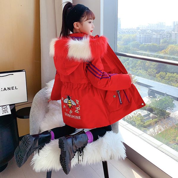new girls' cotton padded clothes middle and long children's coats small thickened, Blue;gray
new girls' cotton padded clothes middle and long children's coats small thickened, Blue;gray