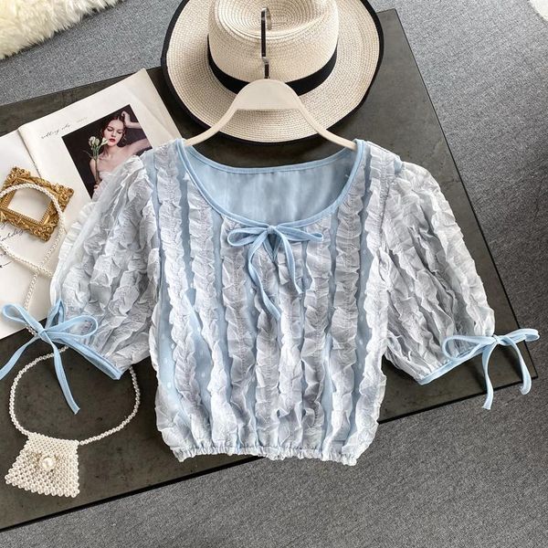 women's blouses & shirts 2021 summer korea fashion women casual sweet short solid color o-neck puff sleeve blouse and blusas mujer de, White
women's blouses & shirts 2021 summer korea fashion women casual sweet short solid color o-neck puff sleeve blouse and blusas mujer de, White