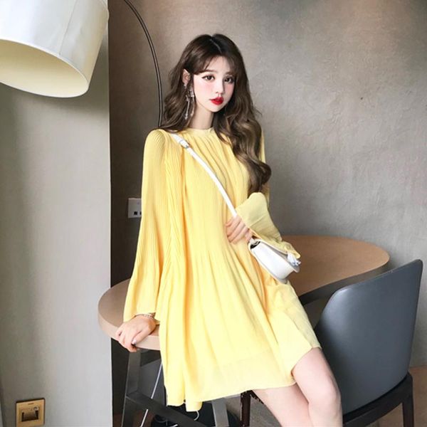 casual dresses for women summer korean fashion loose long sleeved party wedding elegant solid midi chiffon dress vestidos, Black;gray
casual dresses for women summer korean fashion loose long sleeved party wedding elegant solid midi chiffon dress vestidos, Black;gray