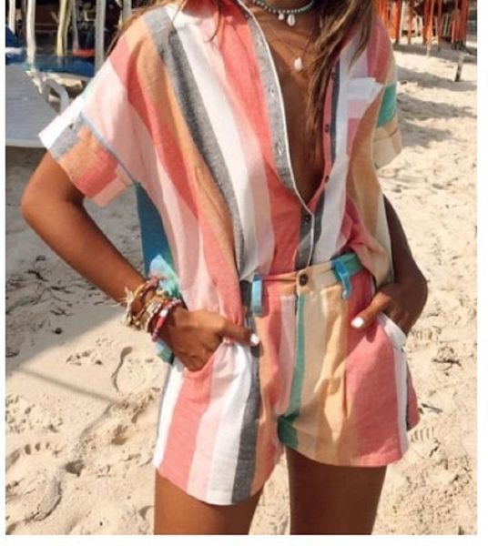 women's tracksuits 2021 summer fashion casual striped short-sleeved shirt t-shirt shorts two-piece suit, Gray
women's tracksuits 2021 summer fashion casual striped short-sleeved shirt t-shirt shorts two-piece suit, Gray