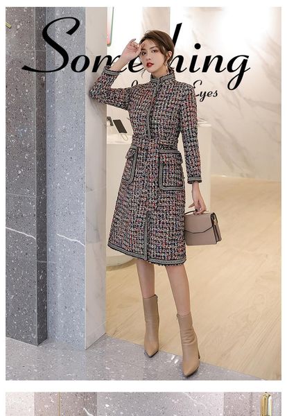 women's wool & blends autumn and winter 2021 long tweed coat fashion temperament waist adjustment exquisite, Black
women's wool & blends autumn and winter 2021 long tweed coat fashion temperament waist adjustment exquisite, Black