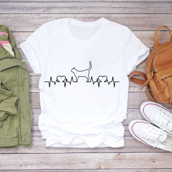 cat cartoon heartbeat short sleeve womens t shirts pet animal print lady graphic female tee, White
cat cartoon heartbeat short sleeve womens t shirts pet animal print lady graphic female tee, White