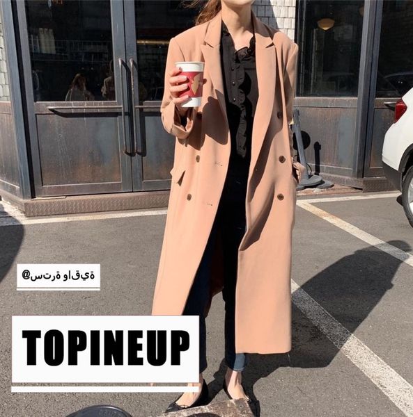 wool retro female fashion solid double breasted stylish loose trench coat with large size long jacket pockets, Black
wool retro female fashion solid double breasted stylish loose trench coat with large size long jacket pockets, Black