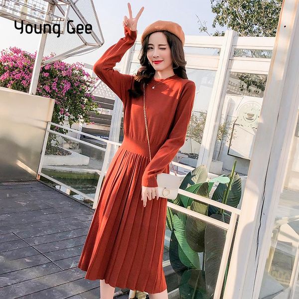 casual dresses young gee autumn winter dress long sleeve o-neck sweater women thick a-line slim female jumper knitted pleated, Black;gray
casual dresses young gee autumn winter dress long sleeve o-neck sweater women thick a-line slim female jumper knitted pleated, Black;gray