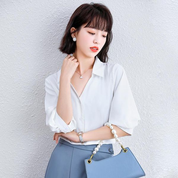 women's blouses & shirts 2021 fashion summer loose soft for women op, White
women's blouses & shirts 2021 fashion summer loose soft for women op, White