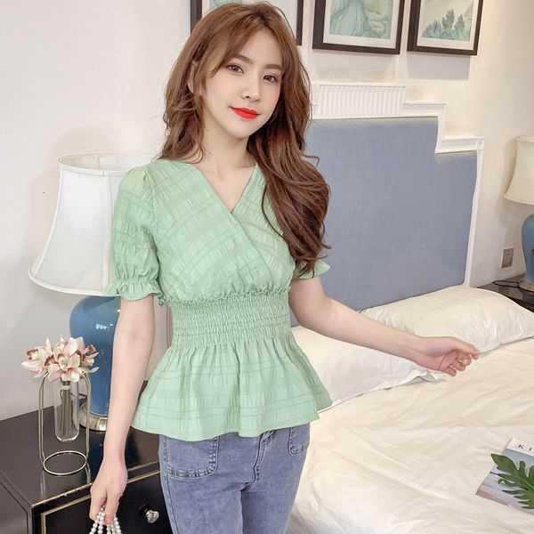 T-shirt T-shirt Chiffon women's 2021 spring and summer new V-neck Ruffle fold waist show thin baby shirt foreign style top, White
T-shirt T-shirt Chiffon women's 2021 spring and summer new V-neck Ruffle fold waist show thin baby shirt foreign style top, White
