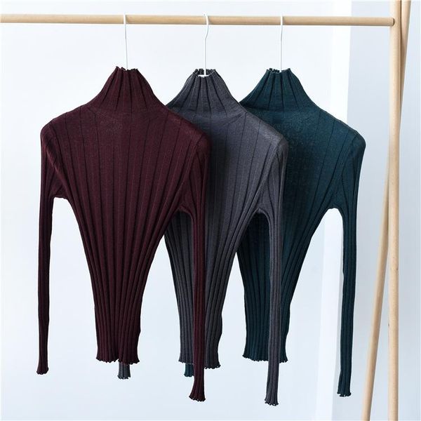 women sweater thin knit pullover long sleeve high collar wool cashmere women's sweaters, White;black
women sweater thin knit pullover long sleeve high collar wool cashmere women's sweaters, White;black