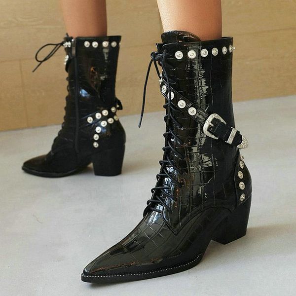 boots 2021 women ankle comfortable square heel pointed toe ladies western faux leather buckle river women's big size, Black
boots 2021 women ankle comfortable square heel pointed toe ladies western faux leather buckle river women's big size, Black