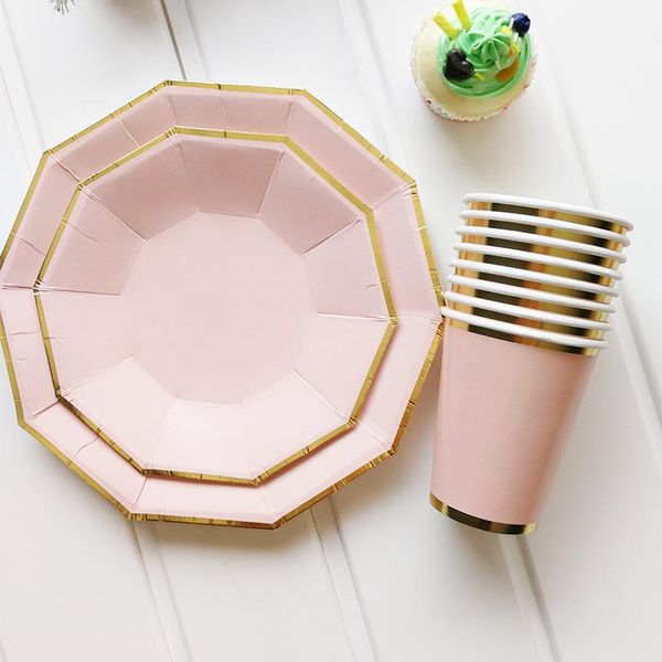 packaging dinner service 8pcs gold foil pink disposable tableware christmas decor paper plates cups birthday party supplies plastic straw c1
packaging dinner service 8pcs gold foil pink disposable tableware christmas decor paper plates cups birthday party supplies plastic straw c1
