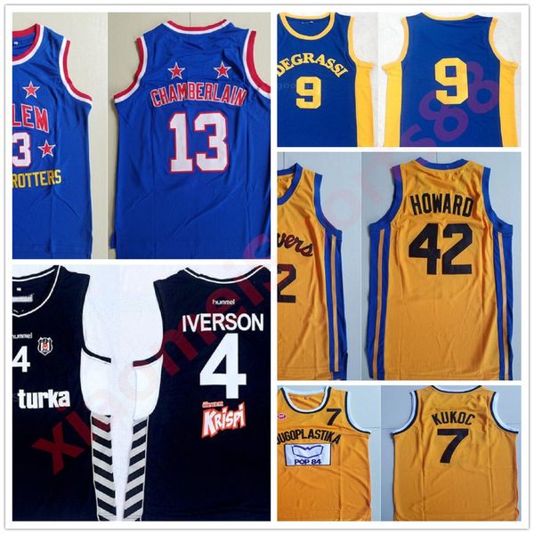 ncaa college movie basketball allen iverson jersey besiktas cola turka 42 scott howard jimmy brooks 13 wilt chamberlain 7 toni kukoc, Black;red