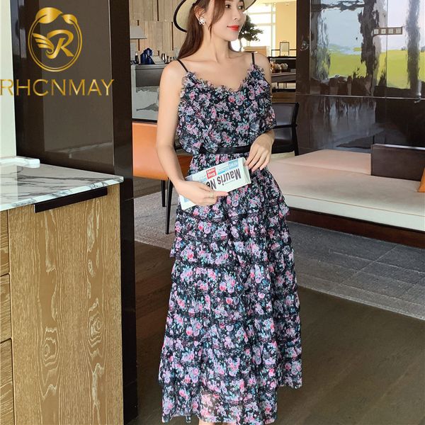 2021 new fashion designer runway dress spaghetti strap womens holiday beach sling printing floral ruffles long dressswimwear bathing su, Black;gray
2021 new fashion designer runway dress spaghetti strap womens holiday beach sling printing floral ruffles long dressswimwear bathing su, Black;gray