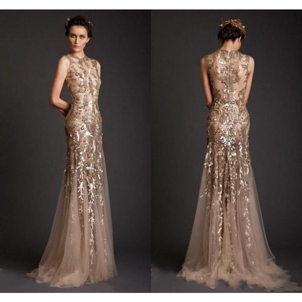 party dresses custom made krikor jabotian evening with gold appliques mermaid tulle sheer illusion prom dress long formal dubai gowns, White;black
party dresses custom made krikor jabotian evening with gold appliques mermaid tulle sheer illusion prom dress long formal dubai gowns, White;black