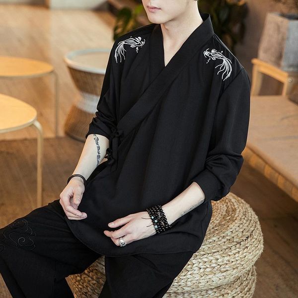 casual dresses embroidery traditional clothing japanese kimono men jacket male shirt samurai costume psv0, Black;gray
casual dresses embroidery traditional clothing japanese kimono men jacket male shirt samurai costume psv0, Black;gray