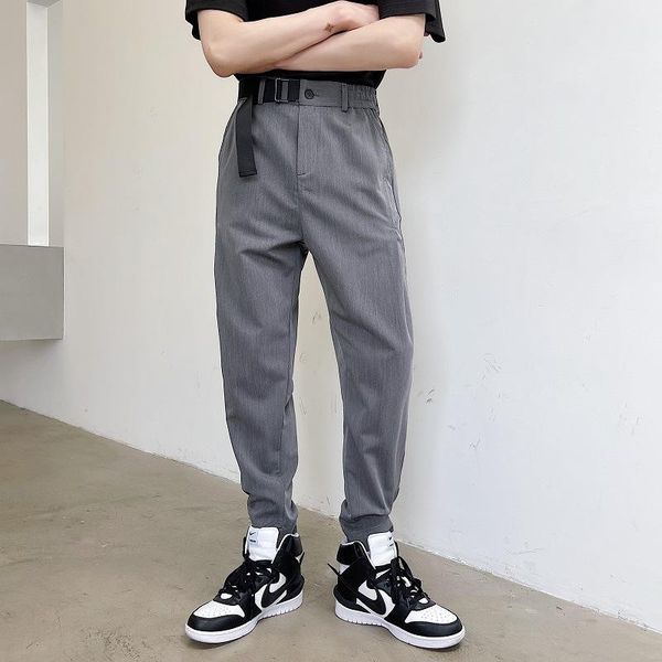 men's pants ins style webbing tie belt closure casual narrow-footed harem overalls trousers men, Black
men's pants ins style webbing tie belt closure casual narrow-footed harem overalls trousers men, Black