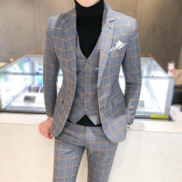 men dress suits british 3piece wedding suit 2021 autumn mens business formal plaid luxury slim fit men's & blazers, White;black
men dress suits british 3piece wedding suit 2021 autumn mens business formal plaid luxury slim fit men's & blazers, White;black