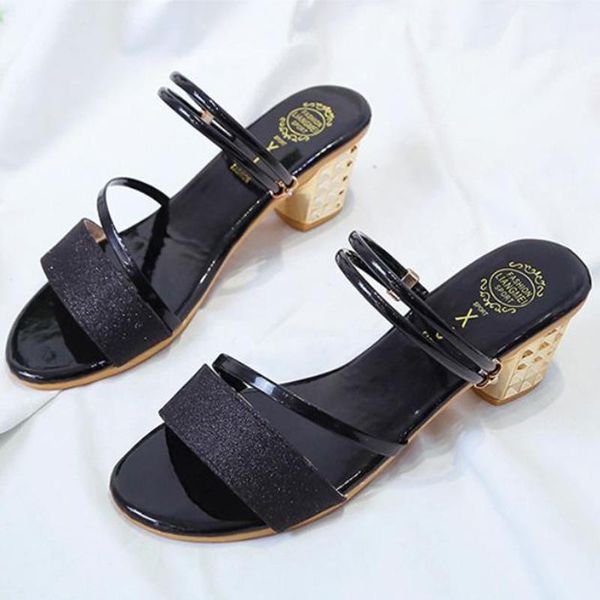 dress shoes korean 2021 convenient two wear sandals women fashion casual sequins thin belt heels office thick rhinestone slippers, Black
dress shoes korean 2021 convenient two wear sandals women fashion casual sequins thin belt heels office thick rhinestone slippers, Black