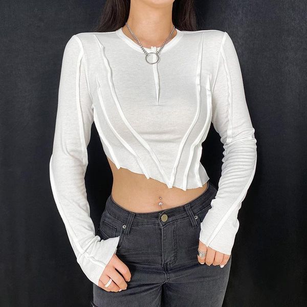 women's t-shirt 2021 solid color long sleeve slim navel round neck simple line fashion bottoming shirt woman clothes tshirts, White
women's t-shirt 2021 solid color long sleeve slim navel round neck simple line fashion bottoming shirt woman clothes tshirts, White