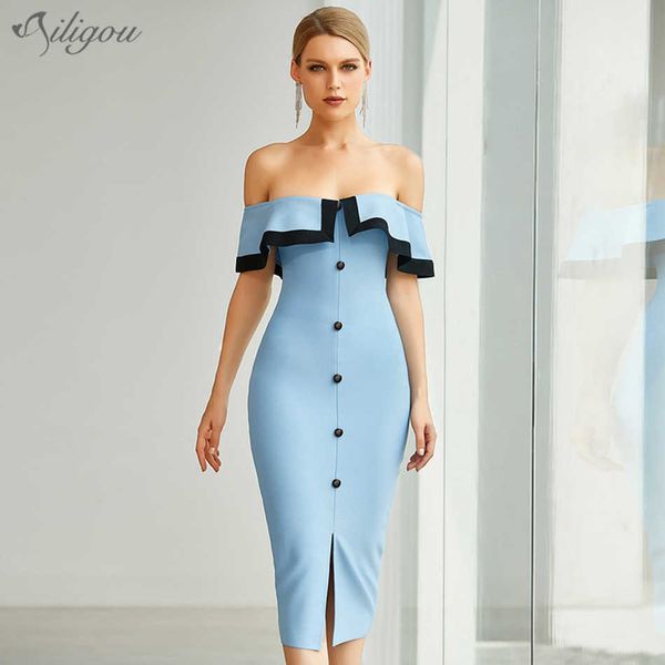 latest women's sky blue off-shoulder ruffled bodycon rayon bandage dress elegant club party vestidos 210527, Black;gray
latest women's sky blue off-shoulder ruffled bodycon rayon bandage dress elegant club party vestidos 210527, Black;gray