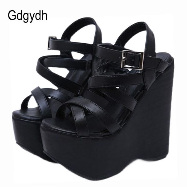 dress shoes gdgydh height 16cm high heels platform wedges sandals woman with cross straps gothic punk style gladiator peep toe on sale, Black
dress shoes gdgydh height 16cm high heels platform wedges sandals woman with cross straps gothic punk style gladiator peep toe on sale, Black