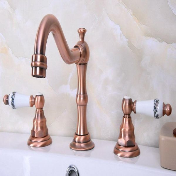 bathroom sink faucets antique red copper brass deck mounted dual handles widespread 3 holes basin faucet mixer water taps mrg061
bathroom sink faucets antique red copper brass deck mounted dual handles widespread 3 holes basin faucet mixer water taps mrg061