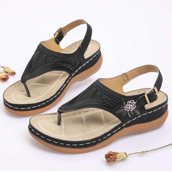 sandals women embroidered summer shoes low heels chaussure femme wedges for flip flops, Black
sandals women embroidered summer shoes low heels chaussure femme wedges for flip flops, Black