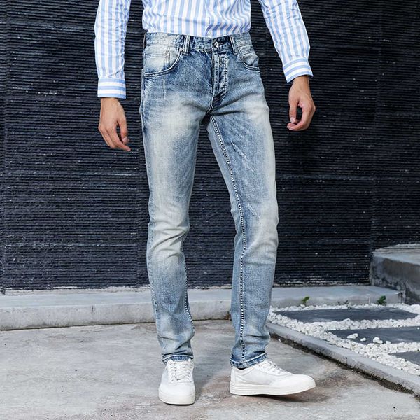 men's jeans italian style fashion men light blue slim fit elastic scracth ripped casual vintage designer long pants i
men's jeans italian style fashion men light blue slim fit elastic scracth ripped casual vintage designer long pants i