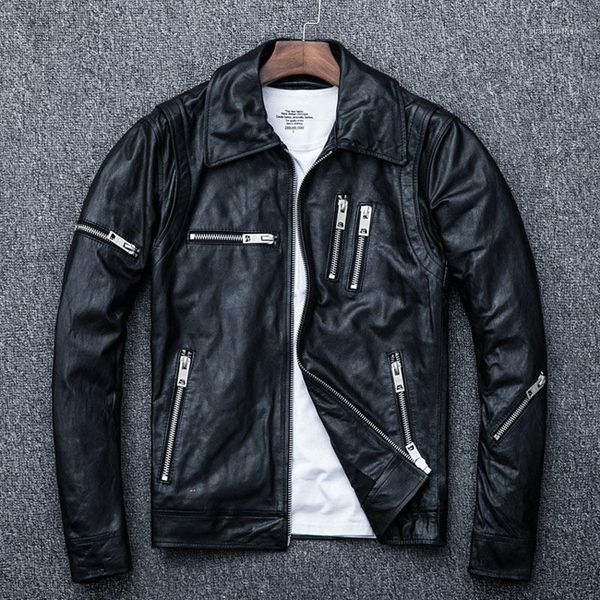men's leather & faux 100% natural sheepskin tanned men skin jacket moto biker soft black mens coat autumn m005
men's leather & faux 100% natural sheepskin tanned men skin jacket moto biker soft black mens coat autumn m005