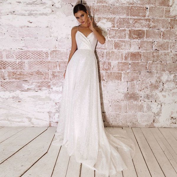 glitter white sequined beach wedding dress 2021 long spaghetti straps bridal gowns backless boho bride dresses
glitter white sequined beach wedding dress 2021 long spaghetti straps bridal gowns backless boho bride dresses