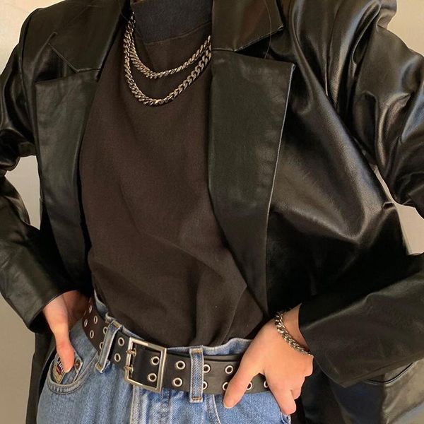women's jackets seasons women open stitch pu leather jacket autumn loose turn down collar punk fashion black moto biker asco81391, Black;brown
women's jackets seasons women open stitch pu leather jacket autumn loose turn down collar punk fashion black moto biker asco81391, Black;brown