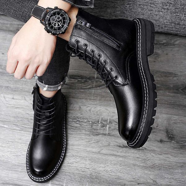 leather martin boots men's spring and autumn style side zipper middle british sho winter black high helper work
leather martin boots men's spring and autumn style side zipper middle british sho winter black high helper work