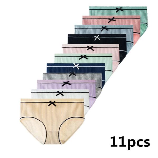 women's panties 11pcs female underwear cotton mid-rise underpants solid color ladies briefs cute student lingerie, Black;pink
women's panties 11pcs female underwear cotton mid-rise underpants solid color ladies briefs cute student lingerie, Black;pink