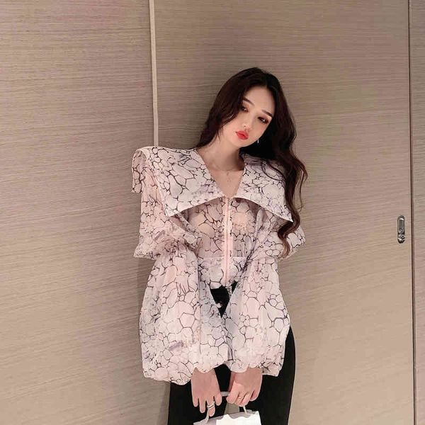 women's knits & tees big turn down collar printing shirt fashion female lantern sleeve elegant perspective zipper blouses shir, White
women's knits & tees big turn down collar printing shirt fashion female lantern sleeve elegant perspective zipper blouses shir, White