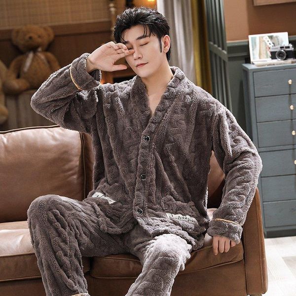men's sleepwear autumn winter man long sleeve solid pajama 2 pcs set men pants pyjamas homewear, Black;brown
men's sleepwear autumn winter man long sleeve solid pajama 2 pcs set men pants pyjamas homewear, Black;brown