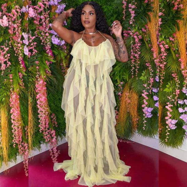 women's swimwear 2021 summer mesh beach maxi dresses y2k women spaghetti strap ruffle robe fashion backless swimsuit cover up, White;black
women's swimwear 2021 summer mesh beach maxi dresses y2k women spaghetti strap ruffle robe fashion backless swimsuit cover up, White;black