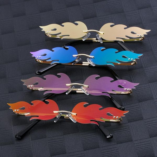 creative butterfly flame sunglasses rimless heart wave sun glasses uv 400 eyewear trending narrow streetwear, White;black
creative butterfly flame sunglasses rimless heart wave sun glasses uv 400 eyewear trending narrow streetwear, White;black