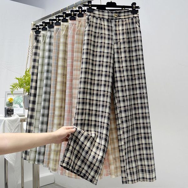 women's pants & capris black vintage plaid silk women 2021 harajuku ankle length wide leg korean streetwear girls trousers pantalon fem, Black;white
women's pants & capris black vintage plaid silk women 2021 harajuku ankle length wide leg korean streetwear girls trousers pantalon fem, Black;white