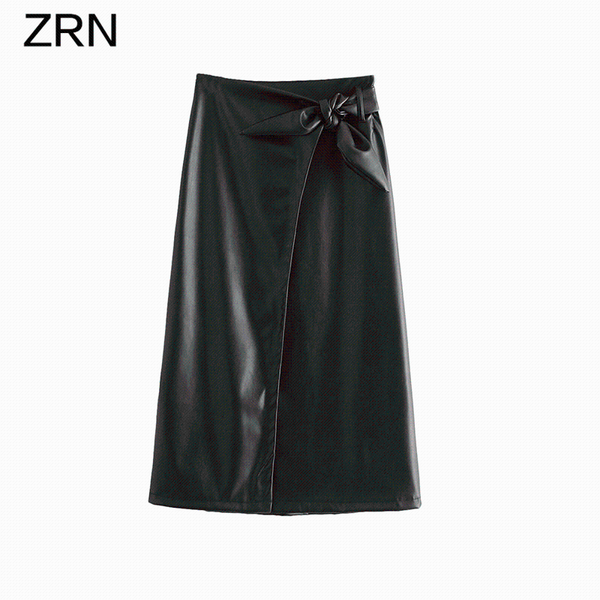 women solid with bow tied faux leather wrap midi skirt 2021 fashion vintage high elastic waist front slit female skirts, Black
women solid with bow tied faux leather wrap midi skirt 2021 fashion vintage high elastic waist front slit female skirts, Black