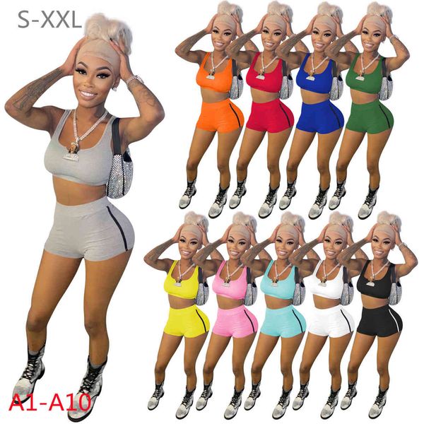 2021 summer women tracksuits short yoga outfits two pieces jogger suits suspenders vest shorts solid color sweatsuit s-xxl, White
2021 summer women tracksuits short yoga outfits two pieces jogger suits suspenders vest shorts solid color sweatsuit s-xxl, White