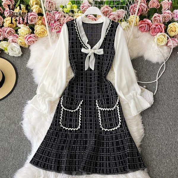 yornmona good quality women plaid knitted dress autumn fashion bow neck knit sweater work outfits office ladies casual dresses, Black;gray
yornmona good quality women plaid knitted dress autumn fashion bow neck knit sweater work outfits office ladies casual dresses, Black;gray