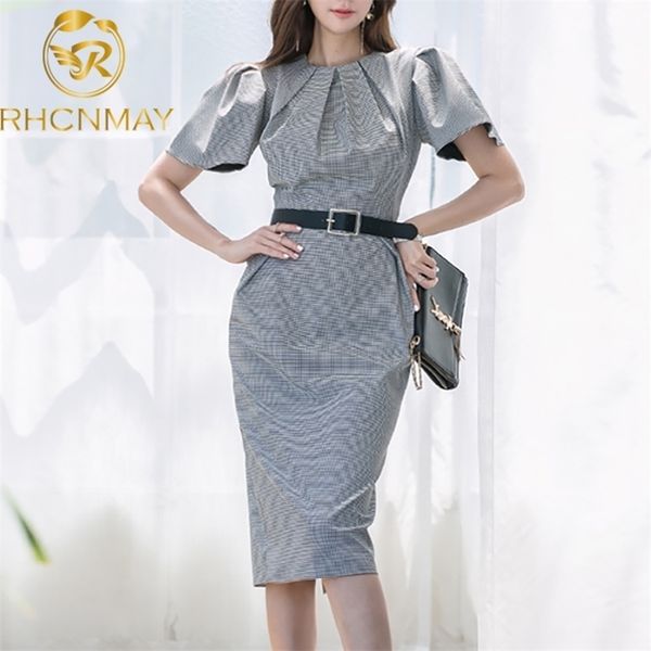 spring women puff sleeve pencil dress fashion plaid gray bodycon sheath office ol elegant split belt 210520, Black;gray
spring women puff sleeve pencil dress fashion plaid gray bodycon sheath office ol elegant split belt 210520, Black;gray