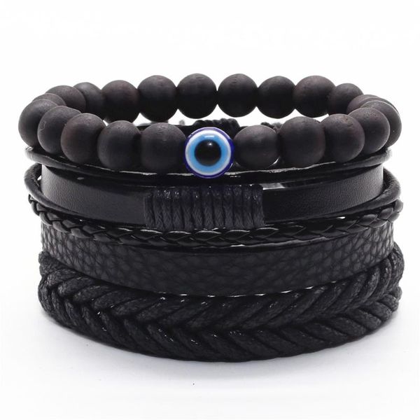 charm bracelets 4pcs/set handmade woven evil eye black wood beads men for women femme homme female male leather jewelry, Golden;silver
charm bracelets 4pcs/set handmade woven evil eye black wood beads men for women femme homme female male leather jewelry, Golden;silver
