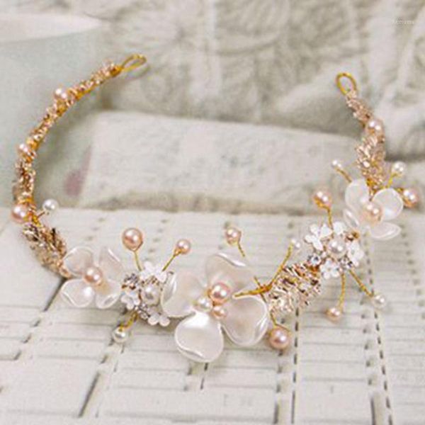 exquisite pearl ceramic flower gold color headband wedding headdress111 
exquisite pearl ceramic flower gold color headband wedding headdress111