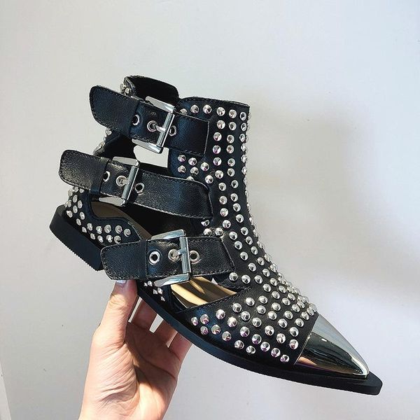 boots summer 2021 iron toed lady leather ankle with low heel rivet pointed casual sandals, Black
boots summer 2021 iron toed lady leather ankle with low heel rivet pointed casual sandals, Black